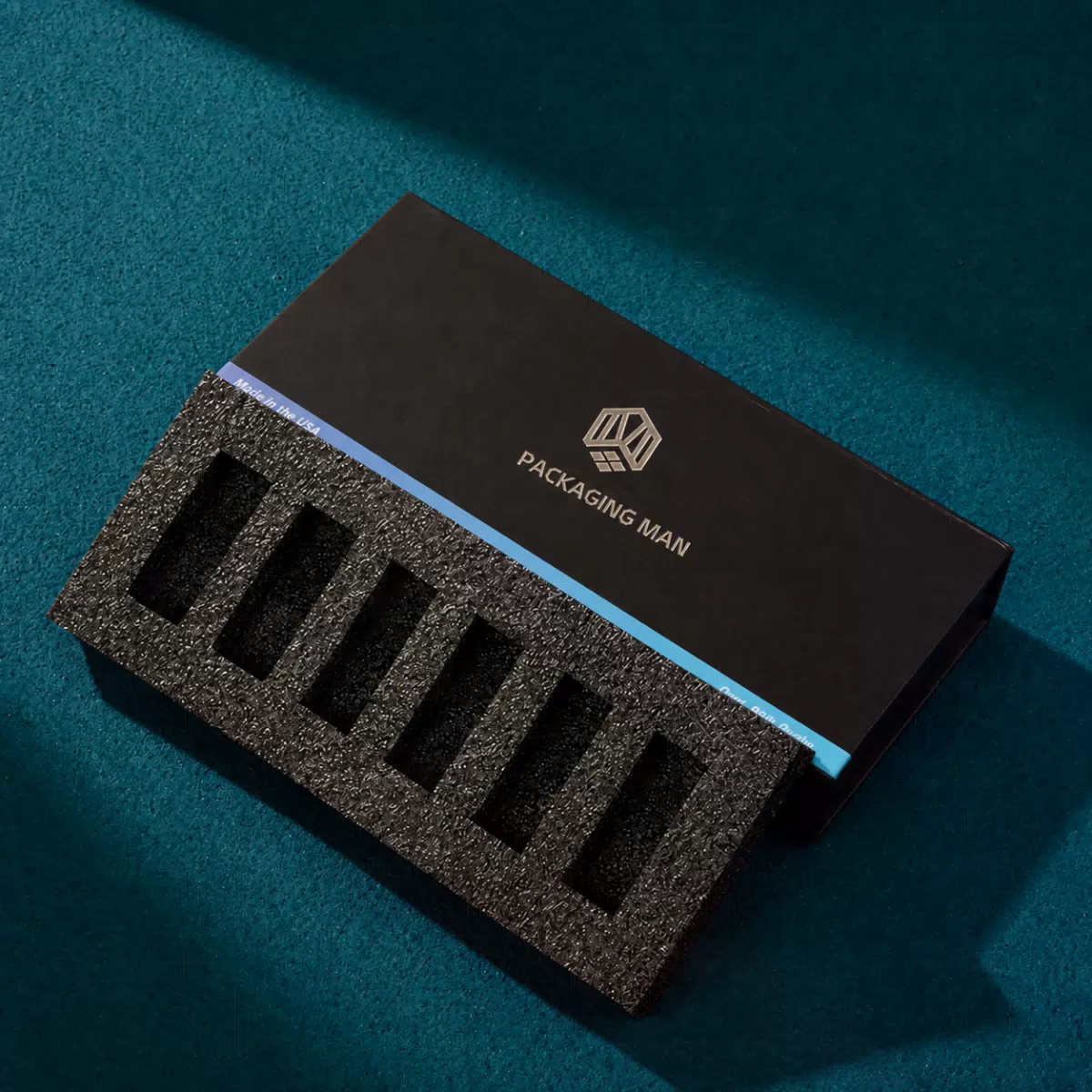 Black rigid gift box with foam insert