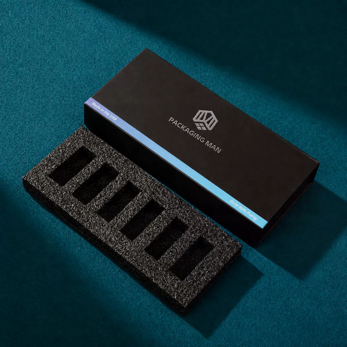 Black rigid gift box with foam insert