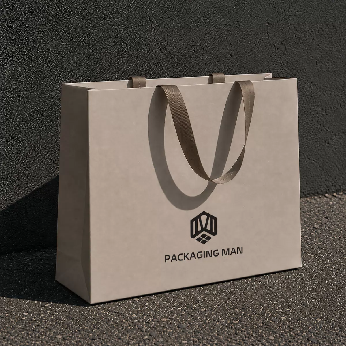 Beige custom paper bag packaging