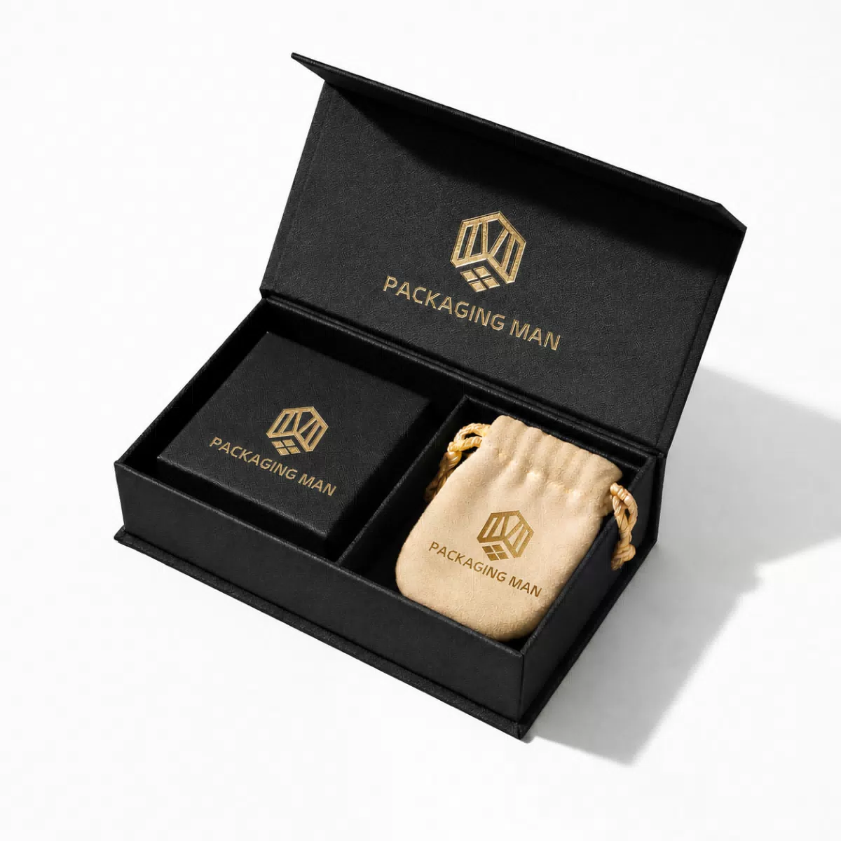 Black rigid gift box packaging set