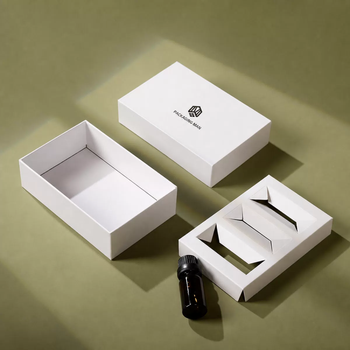Disassembled white rigid gift box set