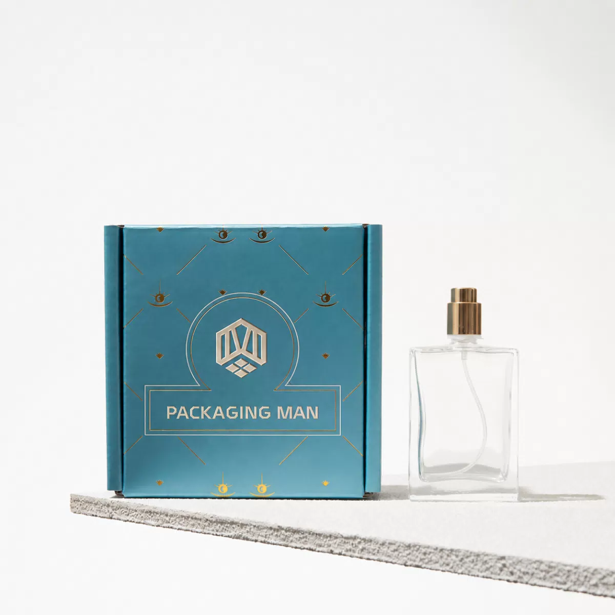 Blue custom mailer box packaging front view