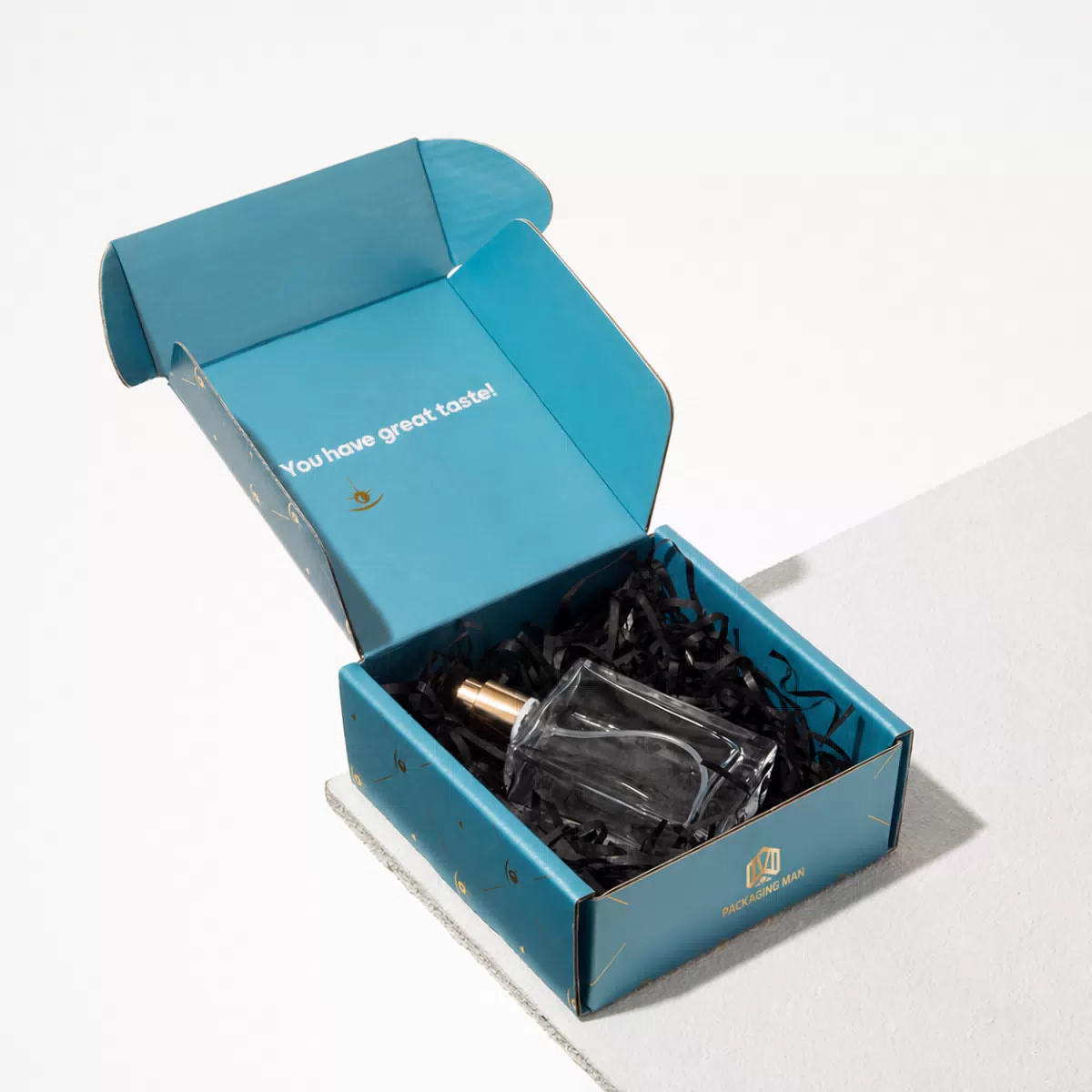 Blue custom mailer box packaging with insert