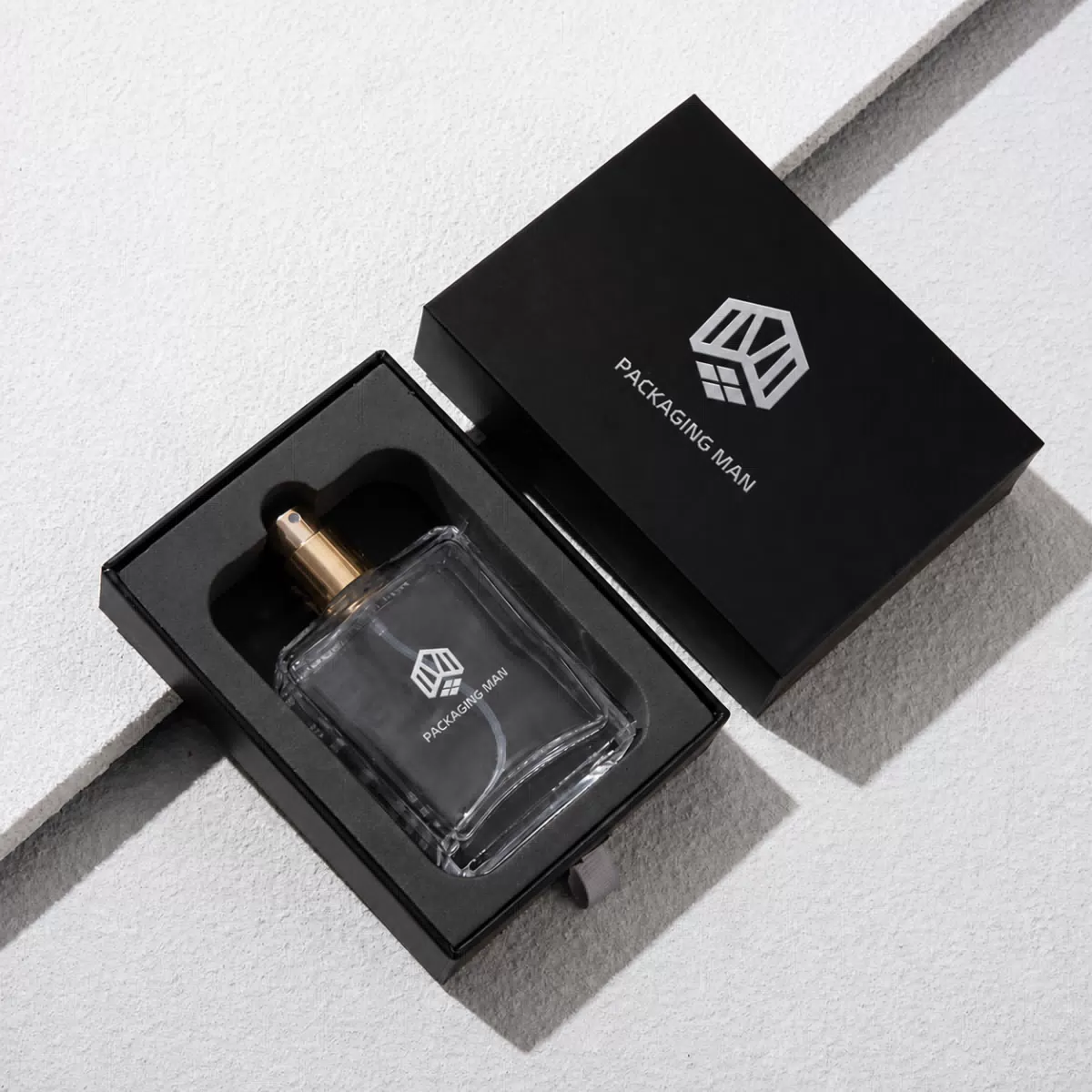 Black rigid gift box with inner tray