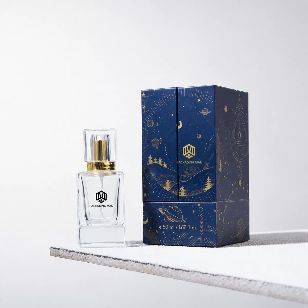 Closed dark blue custom gift box packaging