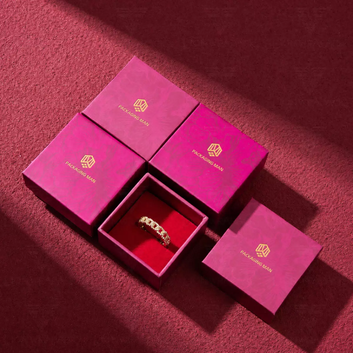 Pink luxury packaging boxes arrangement