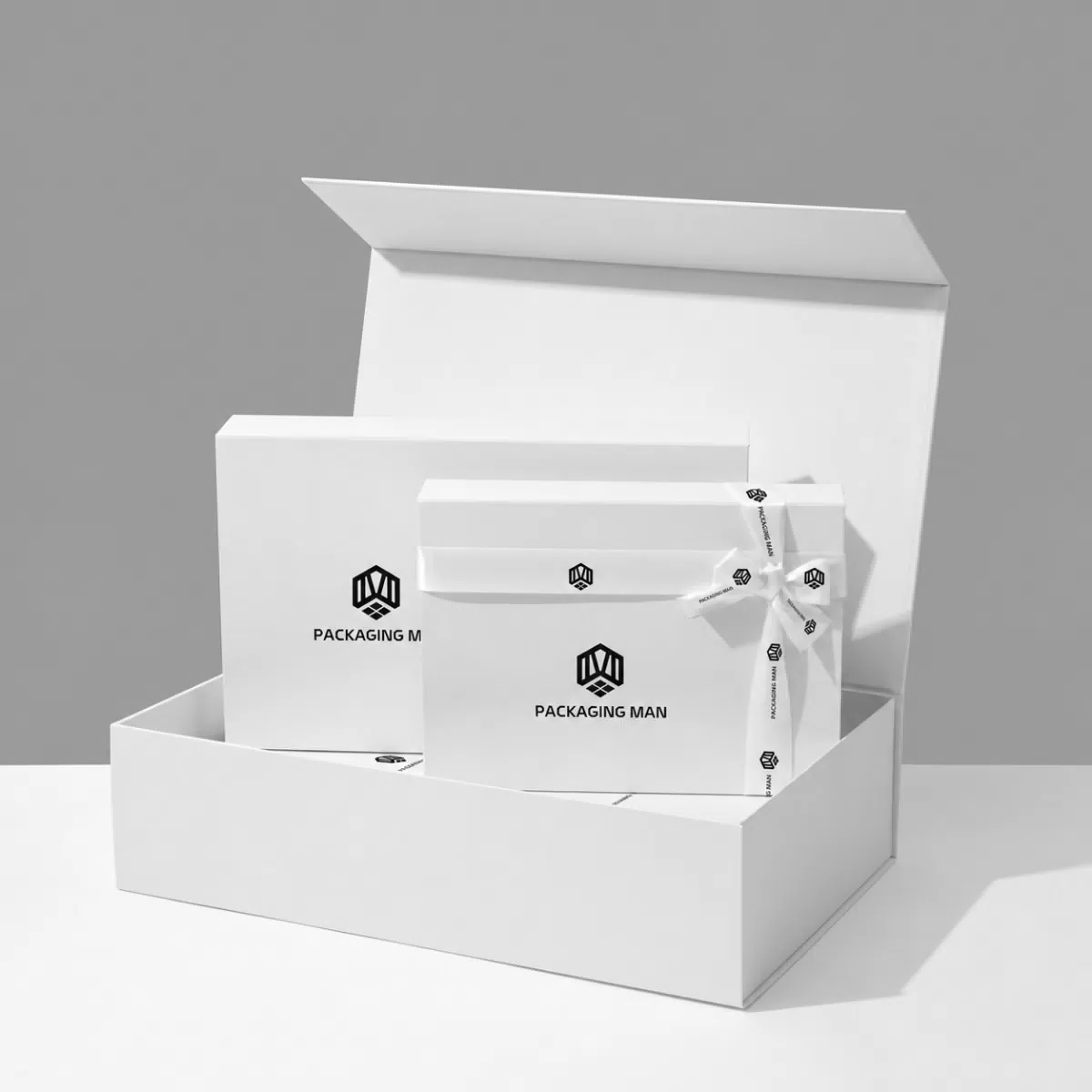 White nested gift box packaging set