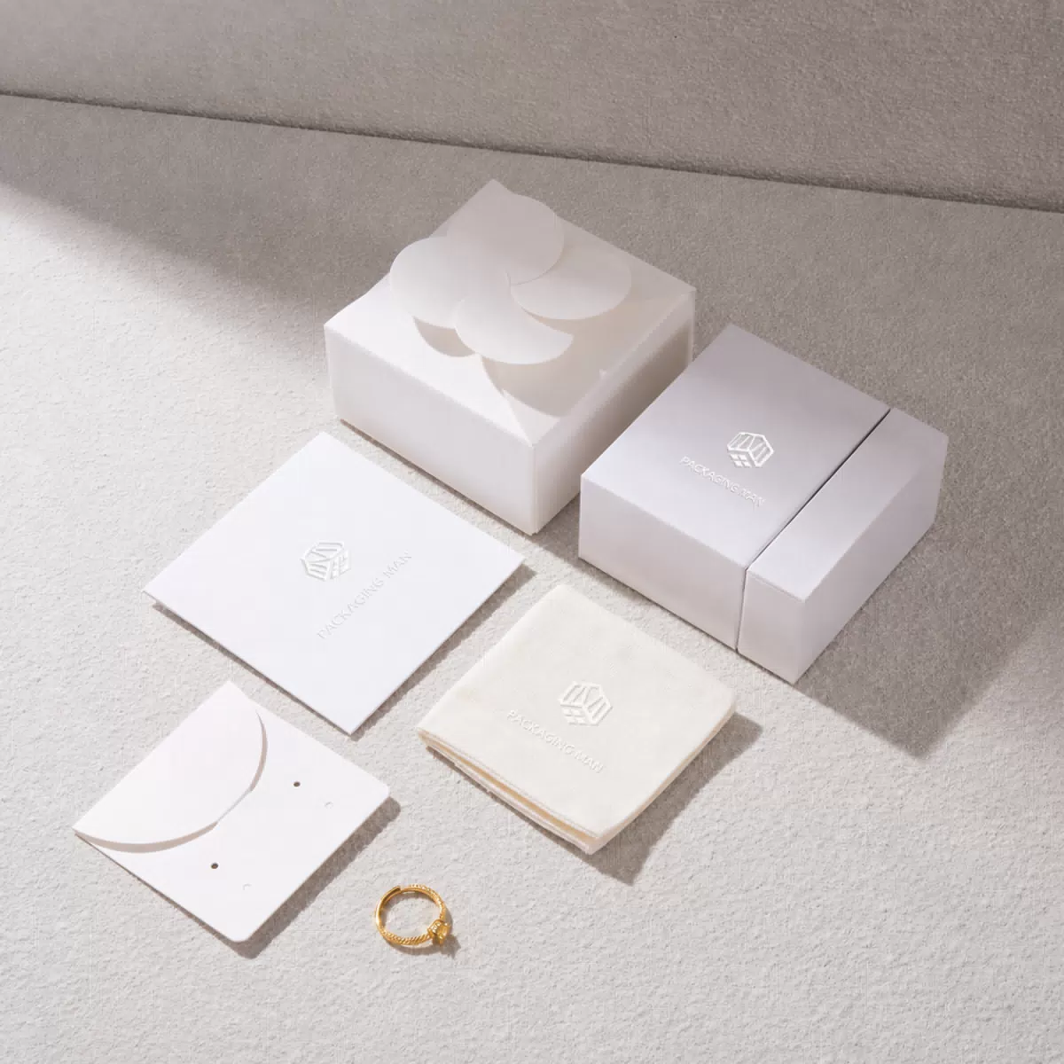 White custom gift box packaging set layout