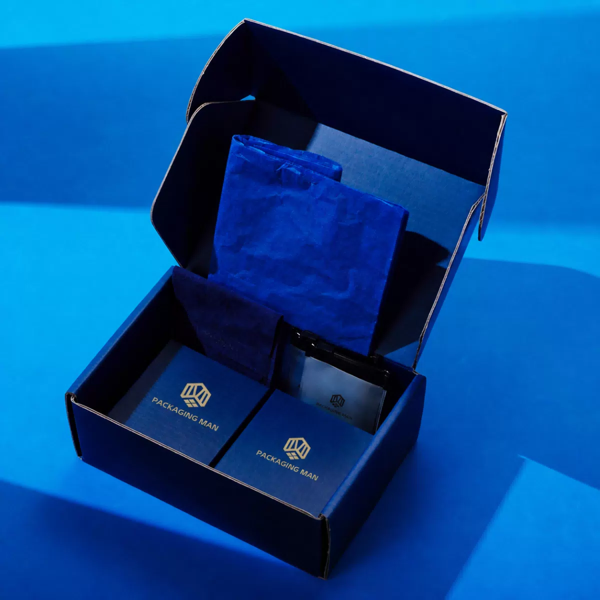 Custom Blue Gift Box Packaging Set