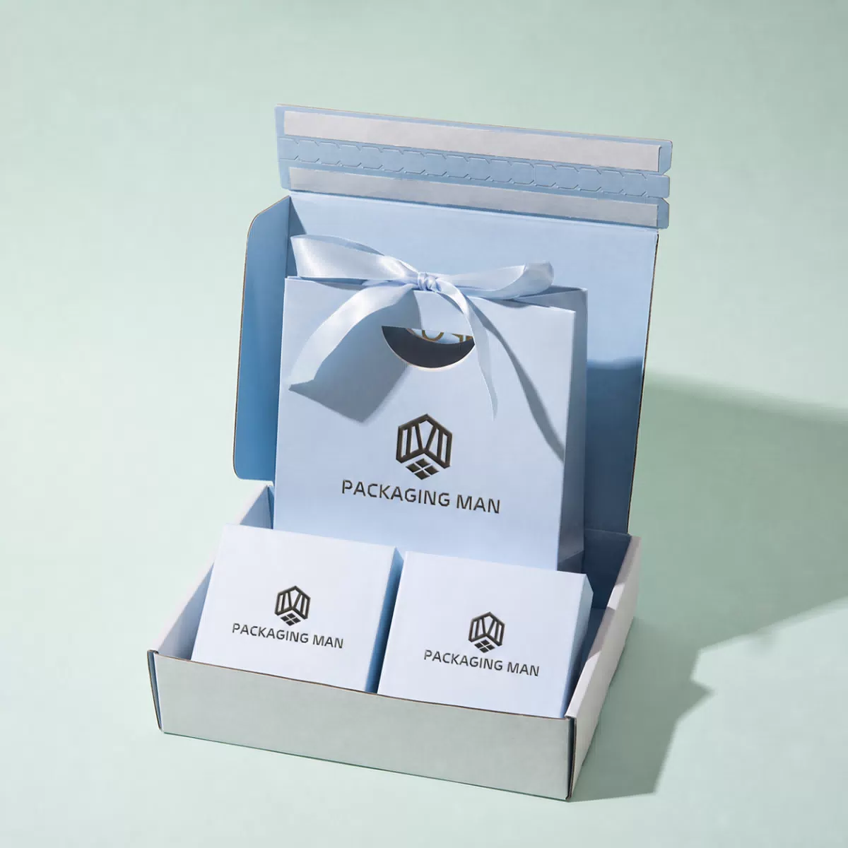 Blue custom gift box packaging set