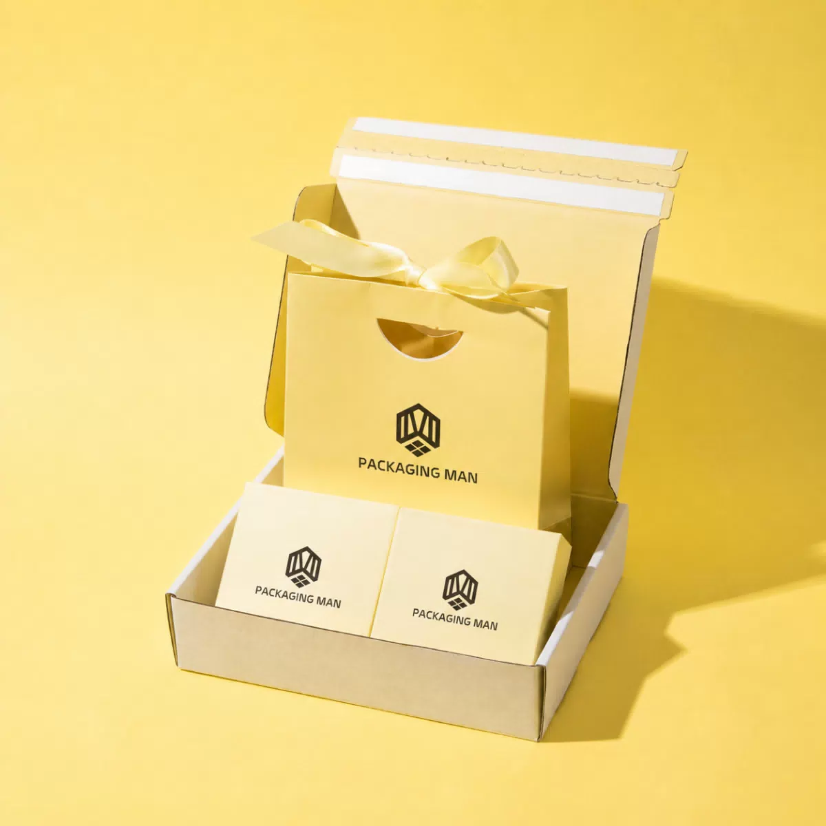 Yellow custom gift box packaging set