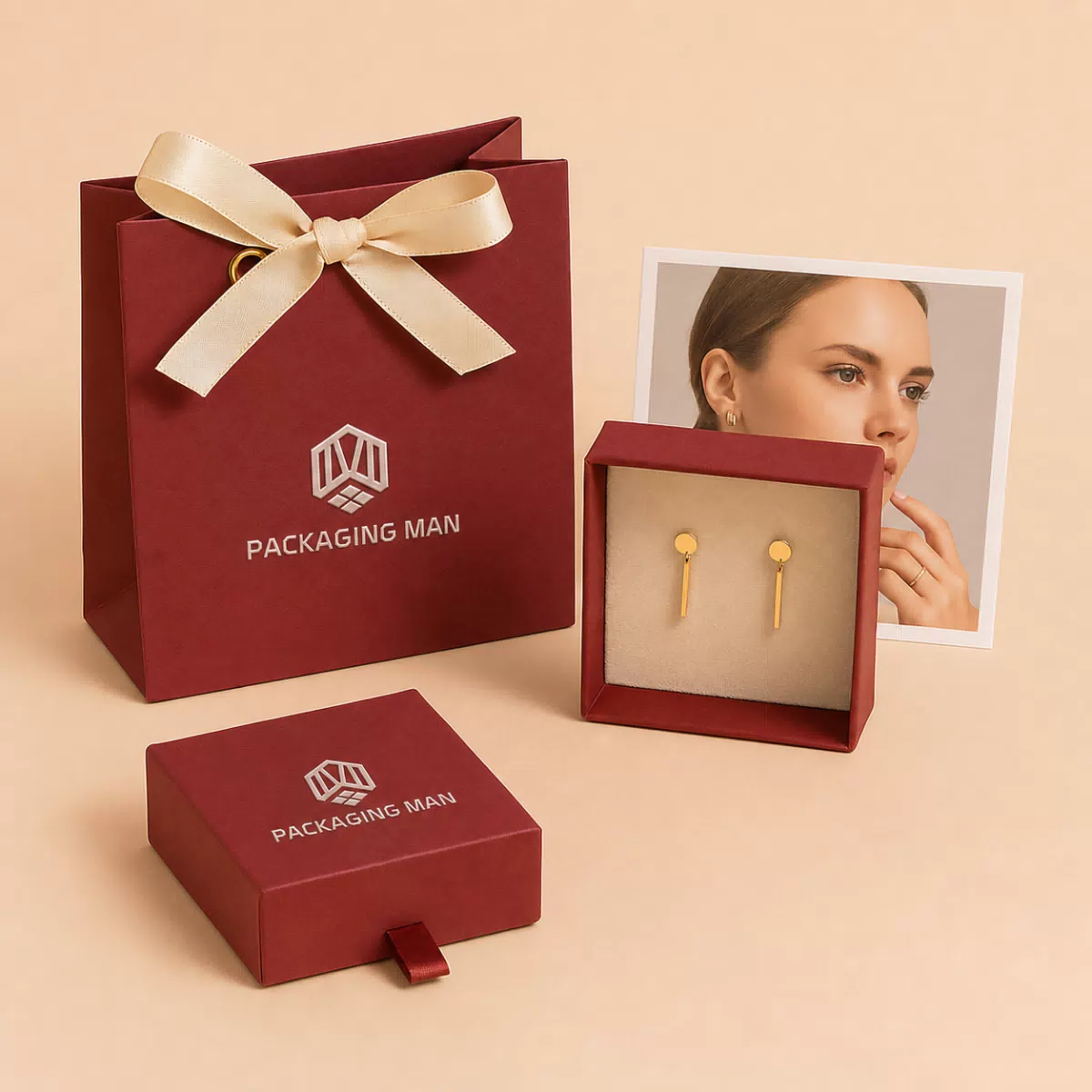 Red drawer gift box packaging set
