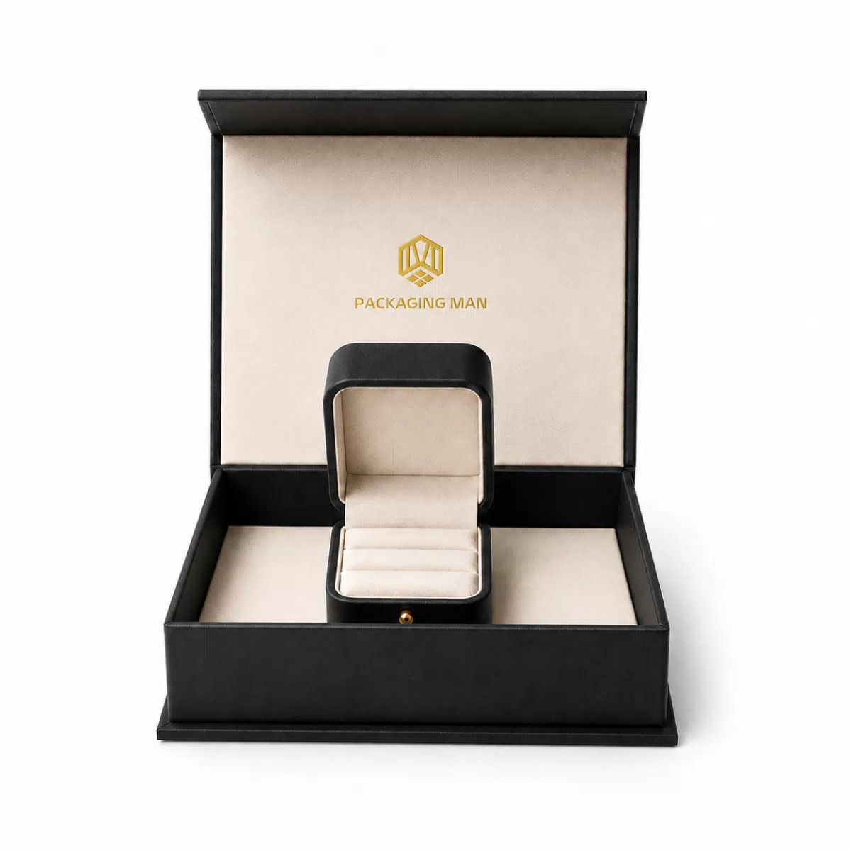 Black rigid gift box with insert