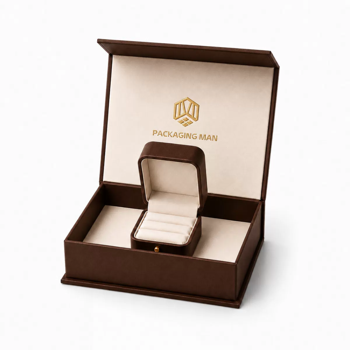 Brown rigid gift box with insert