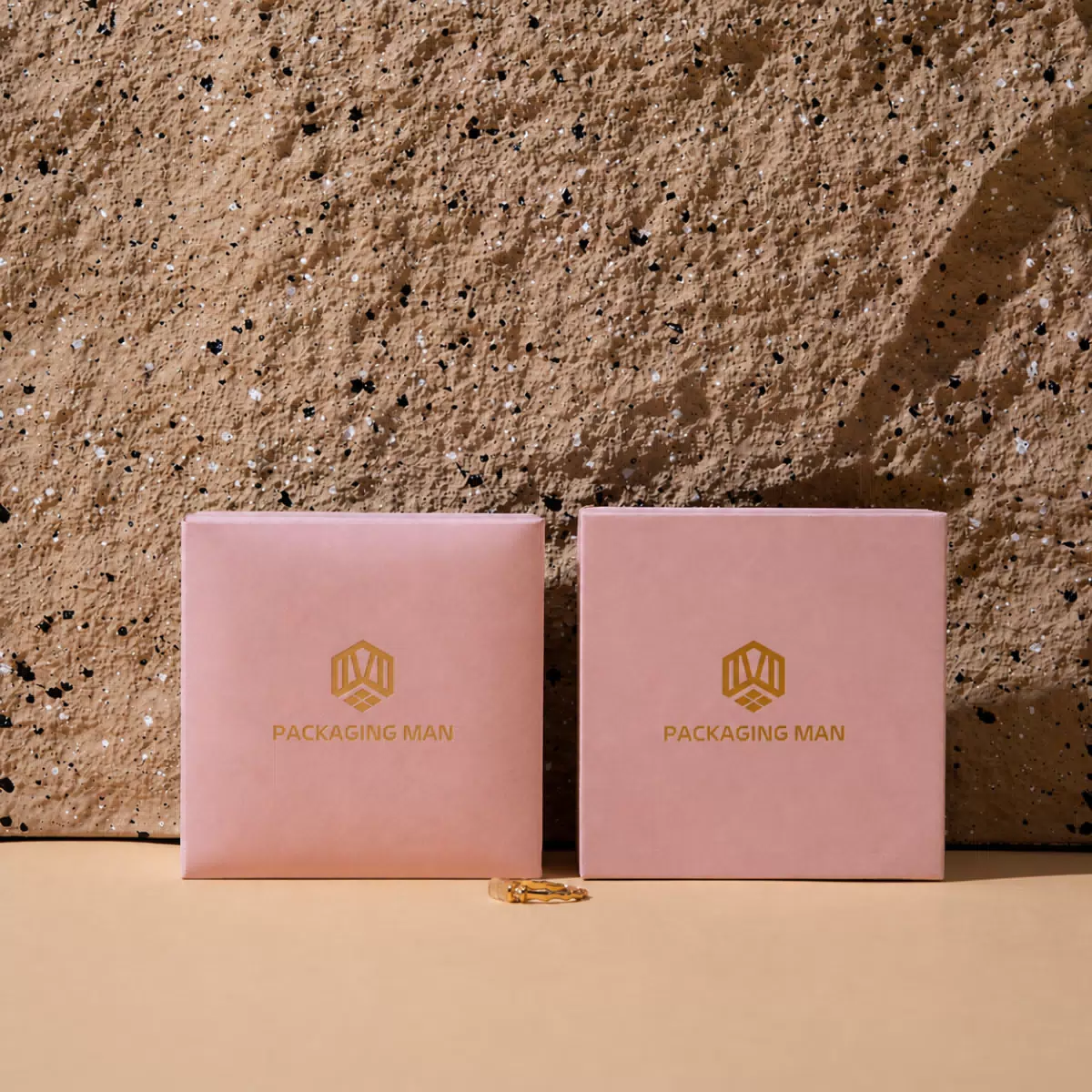 Pink rigid gift box packaging front view