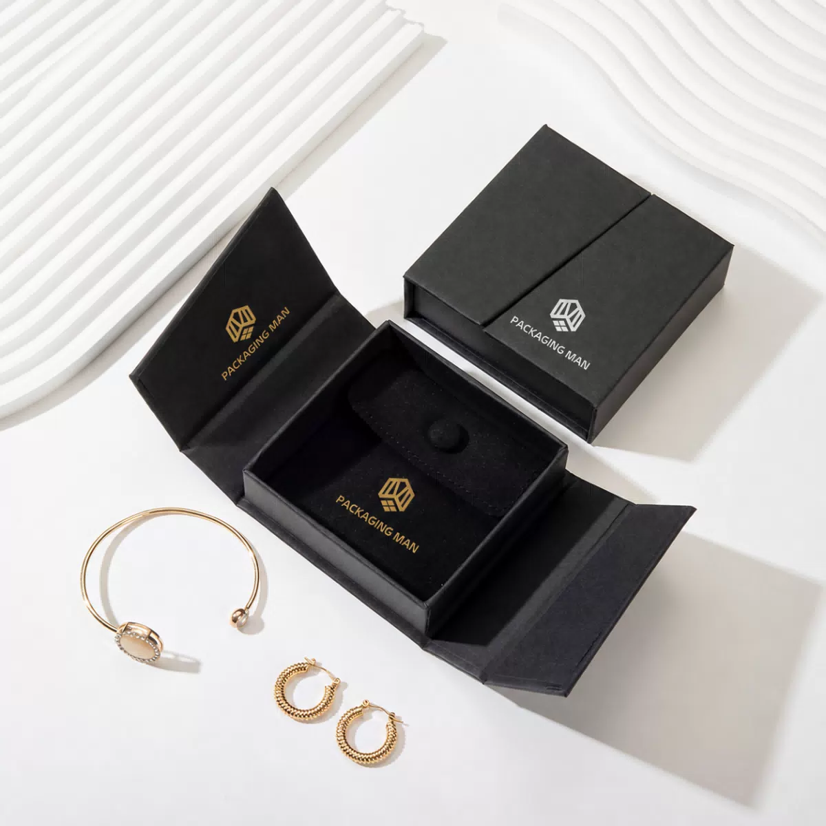 Custom Black Gift Box Packaging Set