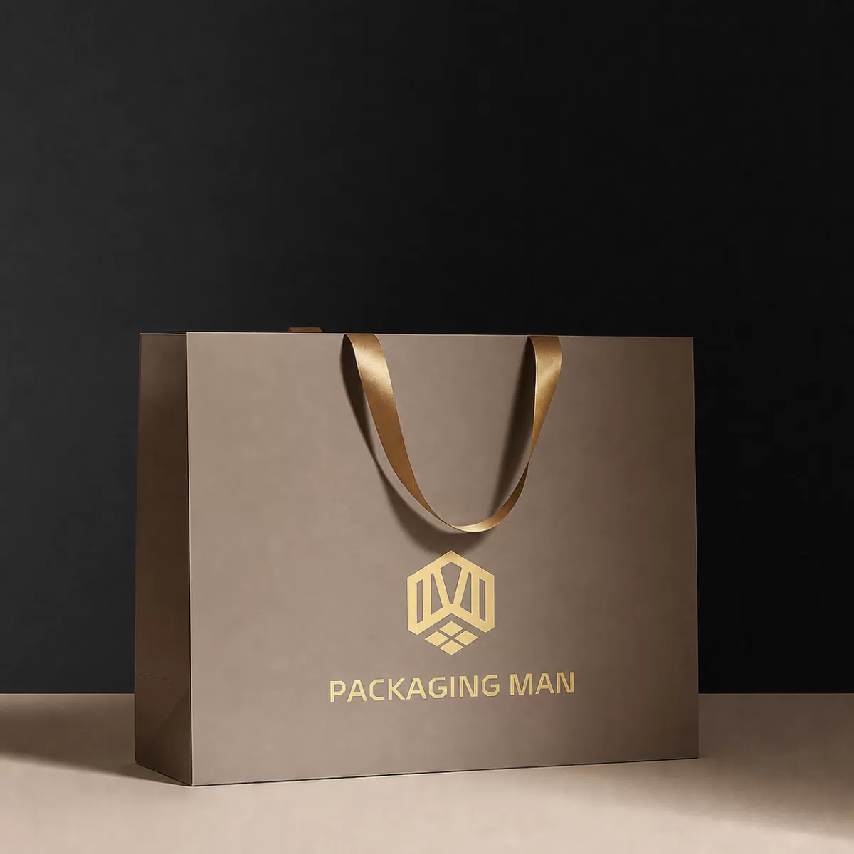 Taupe luxury paper shopping bag