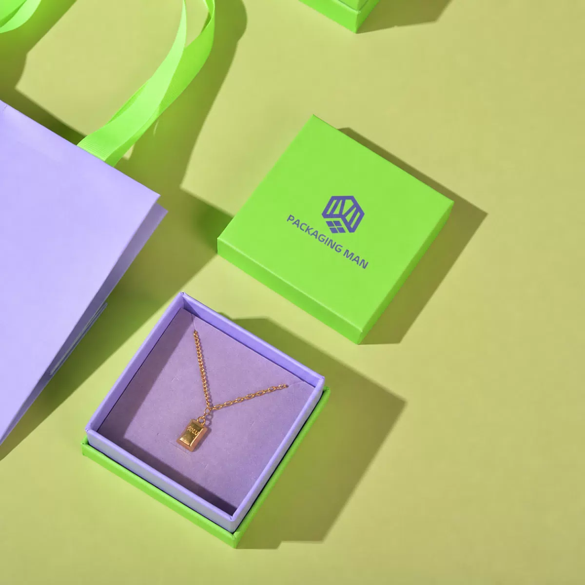 Green lid and purple base gift box