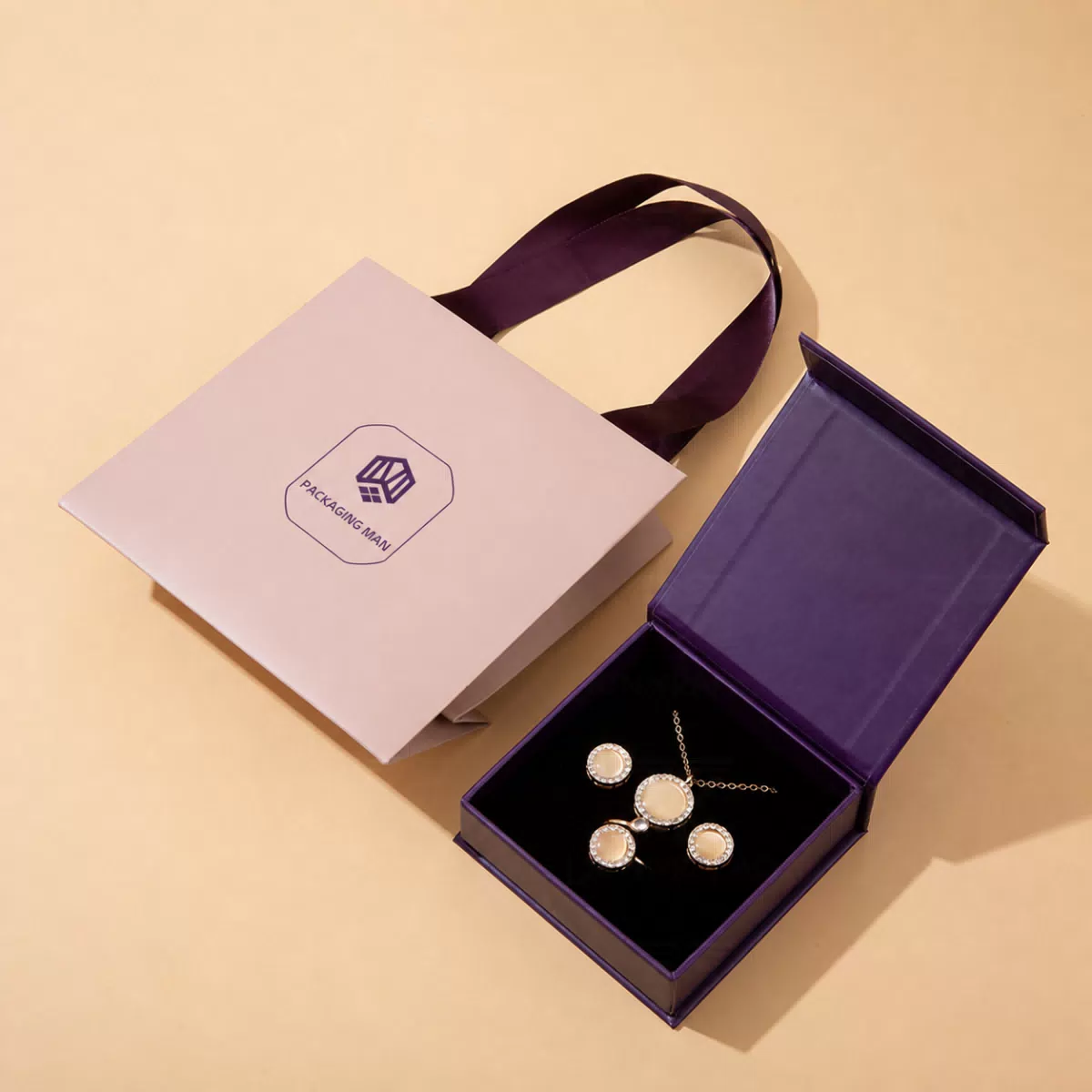 Custom Purple Gift Box Packaging Set