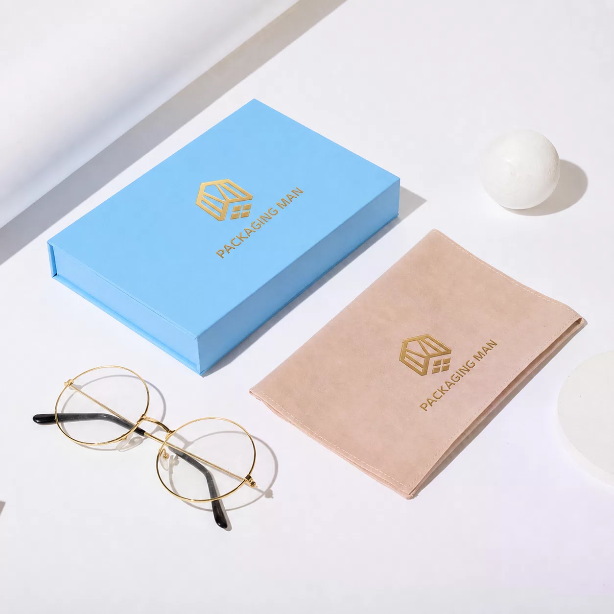 Custom Blue Rigid Gift Box Packaging Set