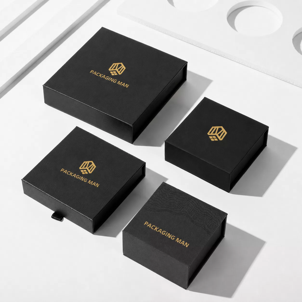 Custom Black Rigid Gift Box Packaging Set