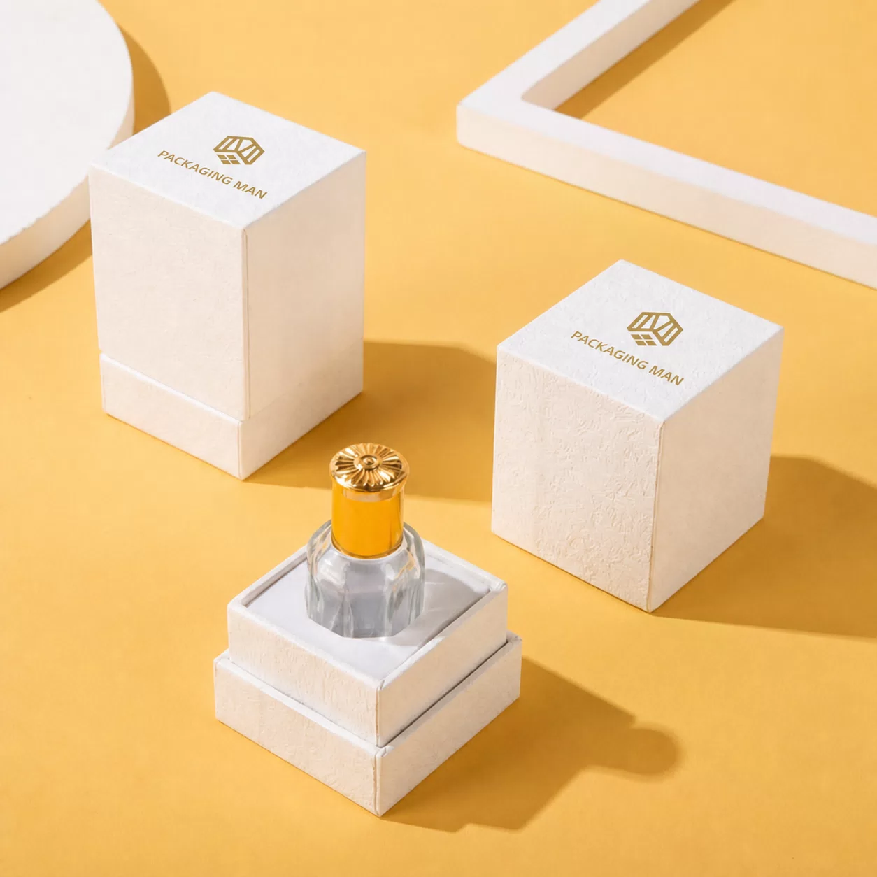 White textured gift box packaging set