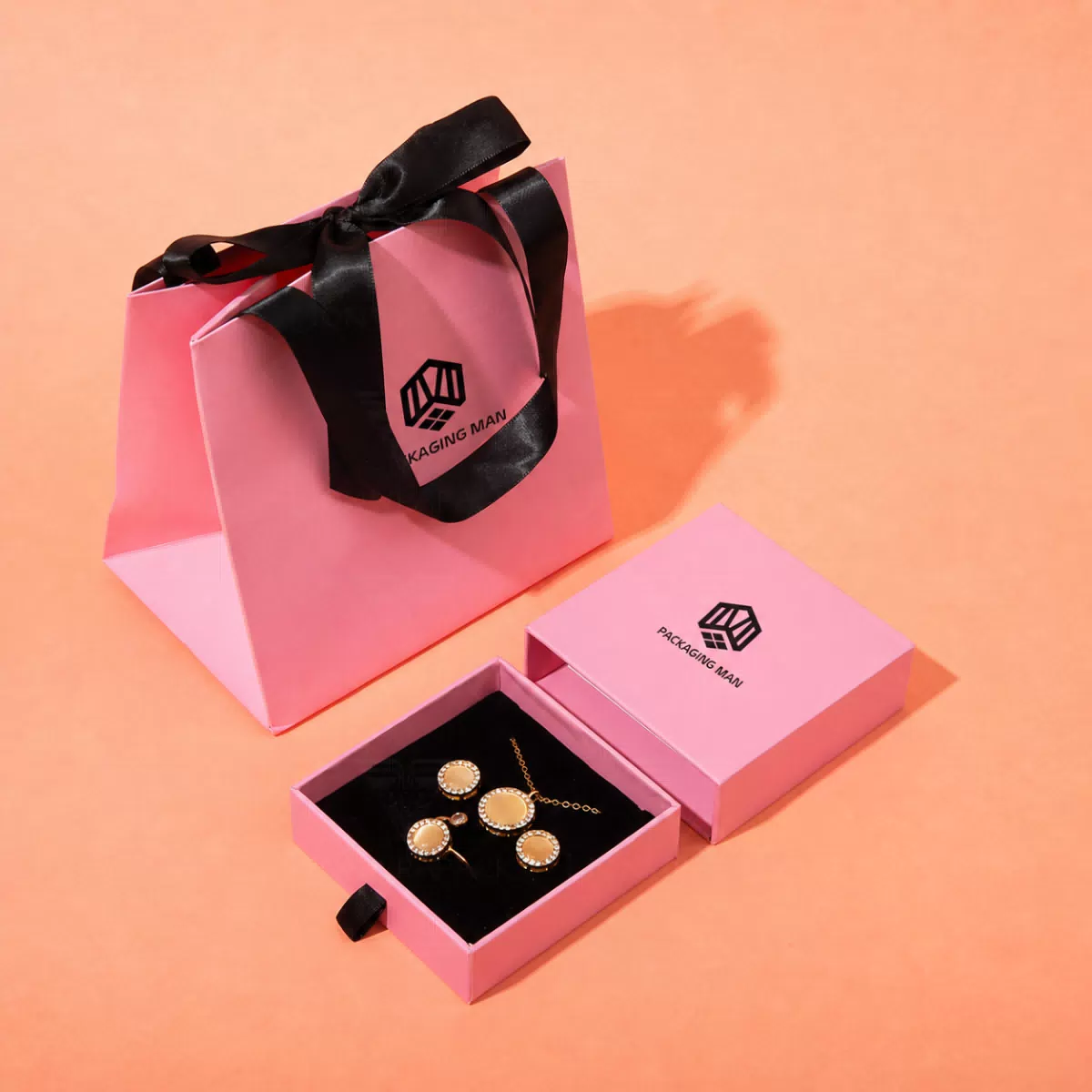 Custom Drawer Gift Box and Paper Bag Packaging Set