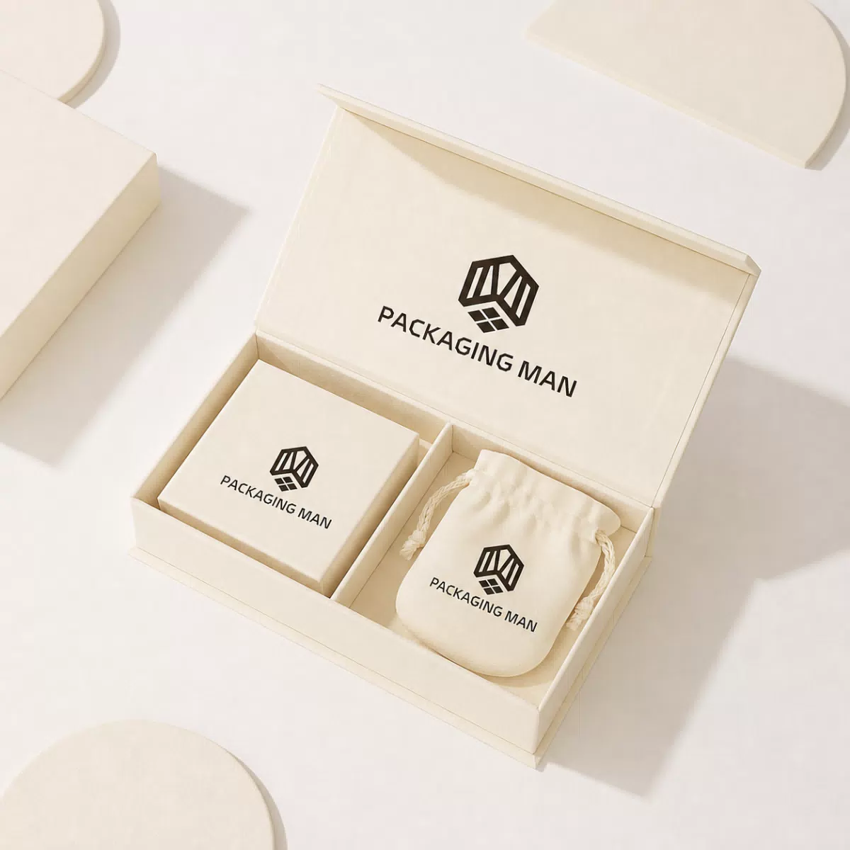 Cream rigid gift box packaging set