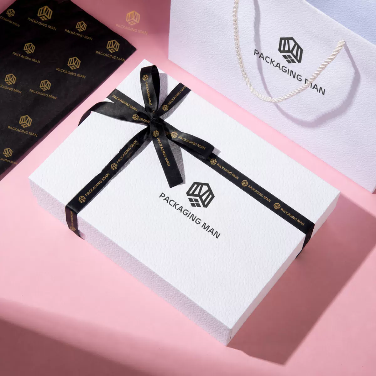 Custom White Rigid Gift Box Packaging Set