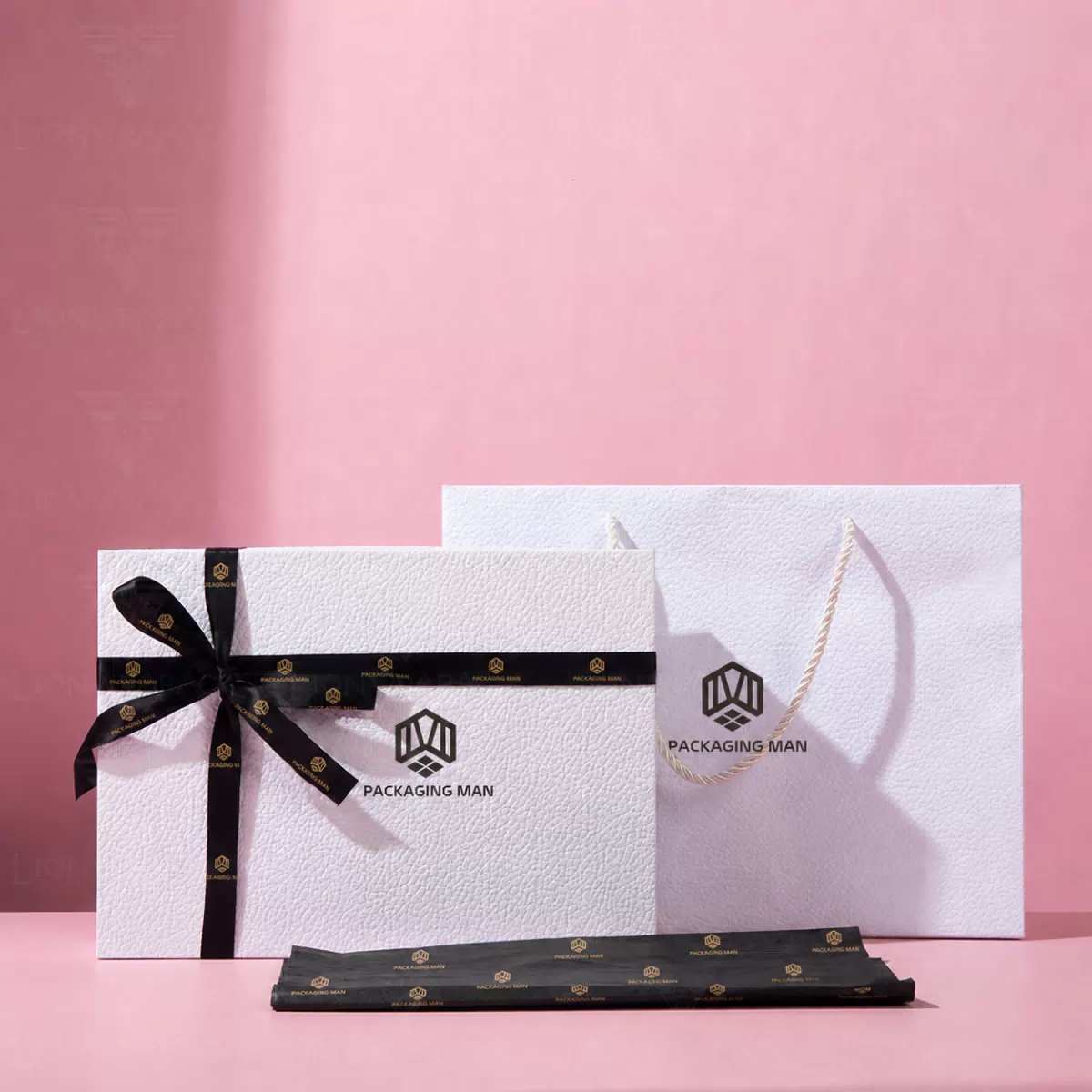 White gift box and paper bag set