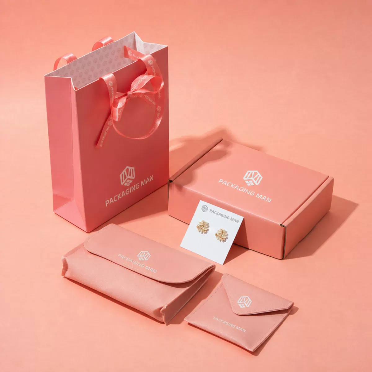 Pink gift box set with pouches